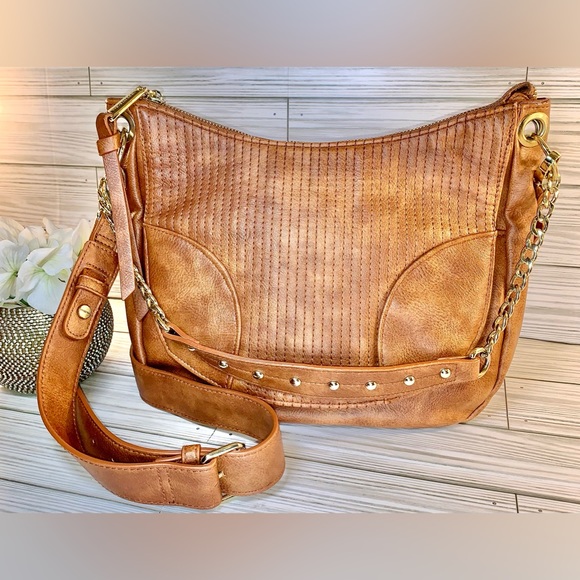 Steve Madden Handbags - sOLD Steve Madden Brown Vegan Leather Crossbody Satchel